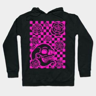 Skull and Roses Checkerboard (Pink Version) Hoodie